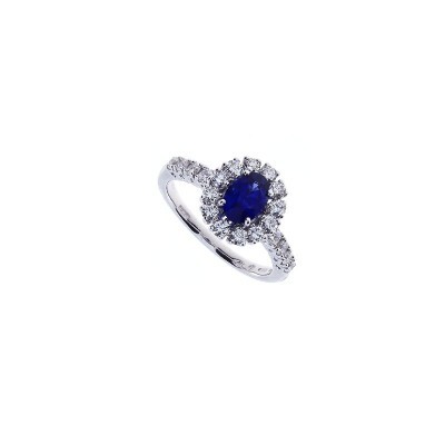 Anello Gemme oro bianco diamanti e zaffiro [e047721f]