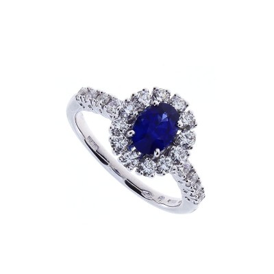 Anello Gemme oro bianco diamanti e zaffiro [39613112]