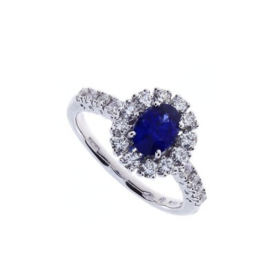 Anello Gemme oro bianco diamanti e zaffiro [39613112]