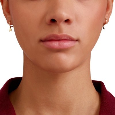 Orecchini Hoop Stellina e Luna oro giallo 9kt [f3be4d03]