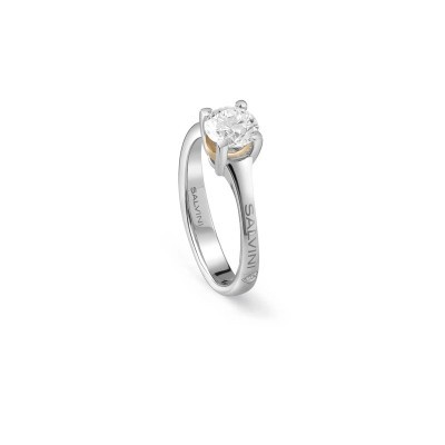 Anello Battito oro bianco e oro rosa con diamante [d1ea92d9]