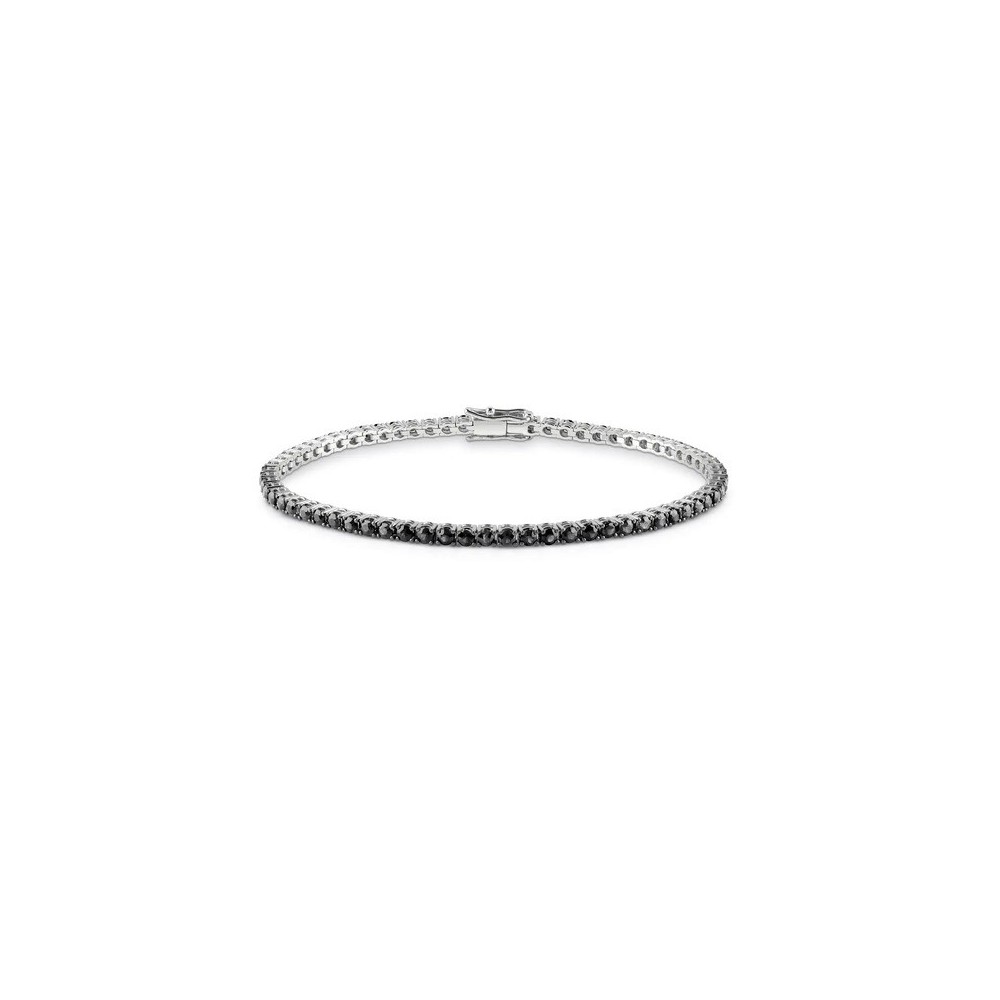 Bracciale Tennis oro bianco con diamanti black [7285a61d]