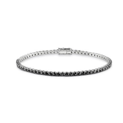 Bracciale Tennis oro bianco con diamanti black [7285a61d]