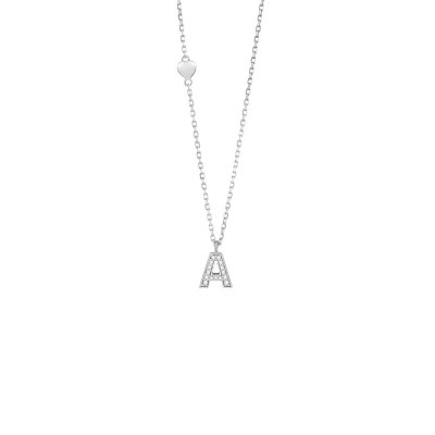 Collana Be Happy Lettera A oro bianco e diamanti [7d4949f4]