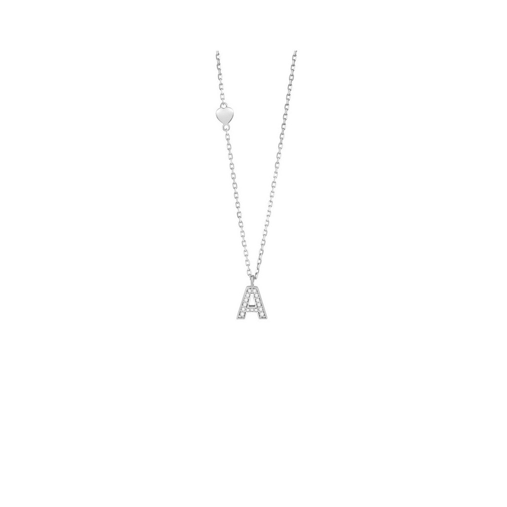 Collana Be Happy Lettera A oro bianco e diamanti [7d4949f4]