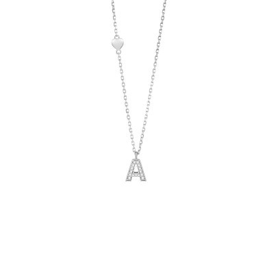 Collana Be Happy Lettera A oro bianco e diamanti [7d4949f4]