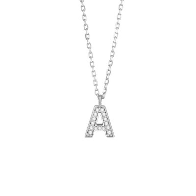 Collana Be Happy Lettera A oro bianco e diamanti [a46f0af9]
