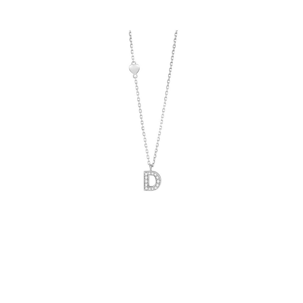 Collana Be Happy Lettera D oro bianco e diamanti [f4bc20f6]