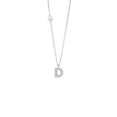 Collana Be Happy Lettera D oro bianco e diamanti [f4bc20f6]
