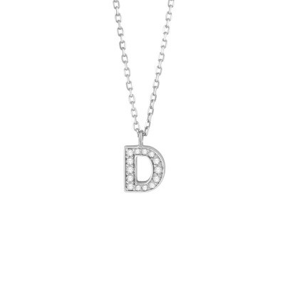 Collana Be Happy Lettera D oro bianco e diamanti [2d9a63fb]