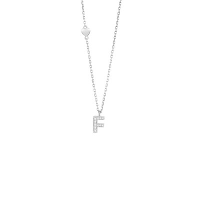 Collana Be Happy Lettera F oro bianco e diamanti [e657f3f2]
