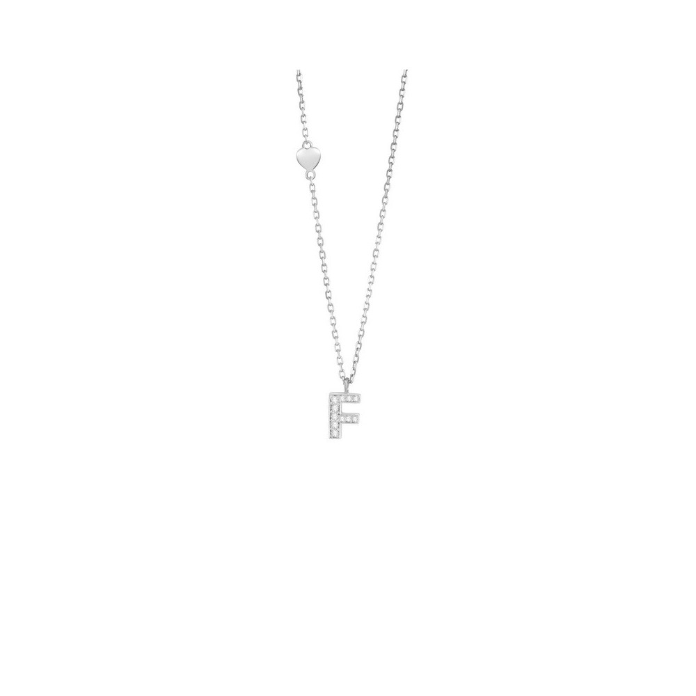 Collana Be Happy Lettera F oro bianco e diamanti [e657f3f2]