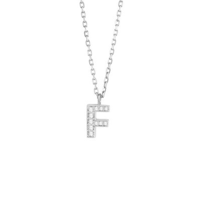 Collana Be Happy Lettera F oro bianco e diamanti [3f71b0ff]