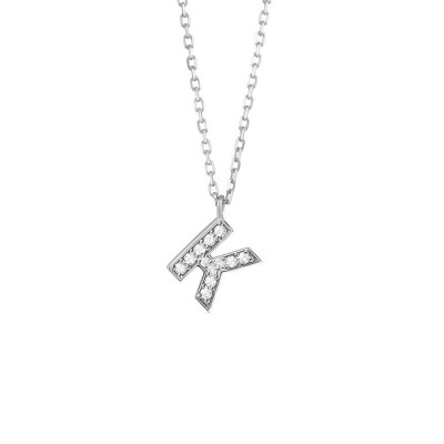 Collana Be Happy Lettera K oro bianco e diamanti [cf9188e5]