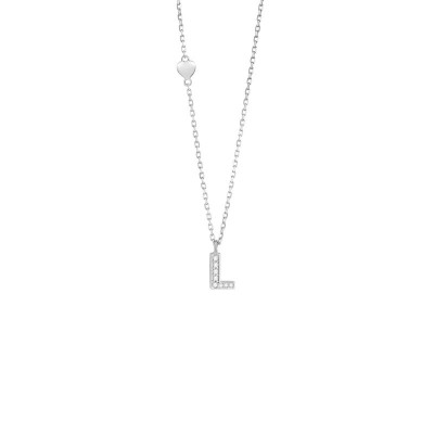 Collana Be Happy Lettera L oro bianco e diamanti [911b13e9]