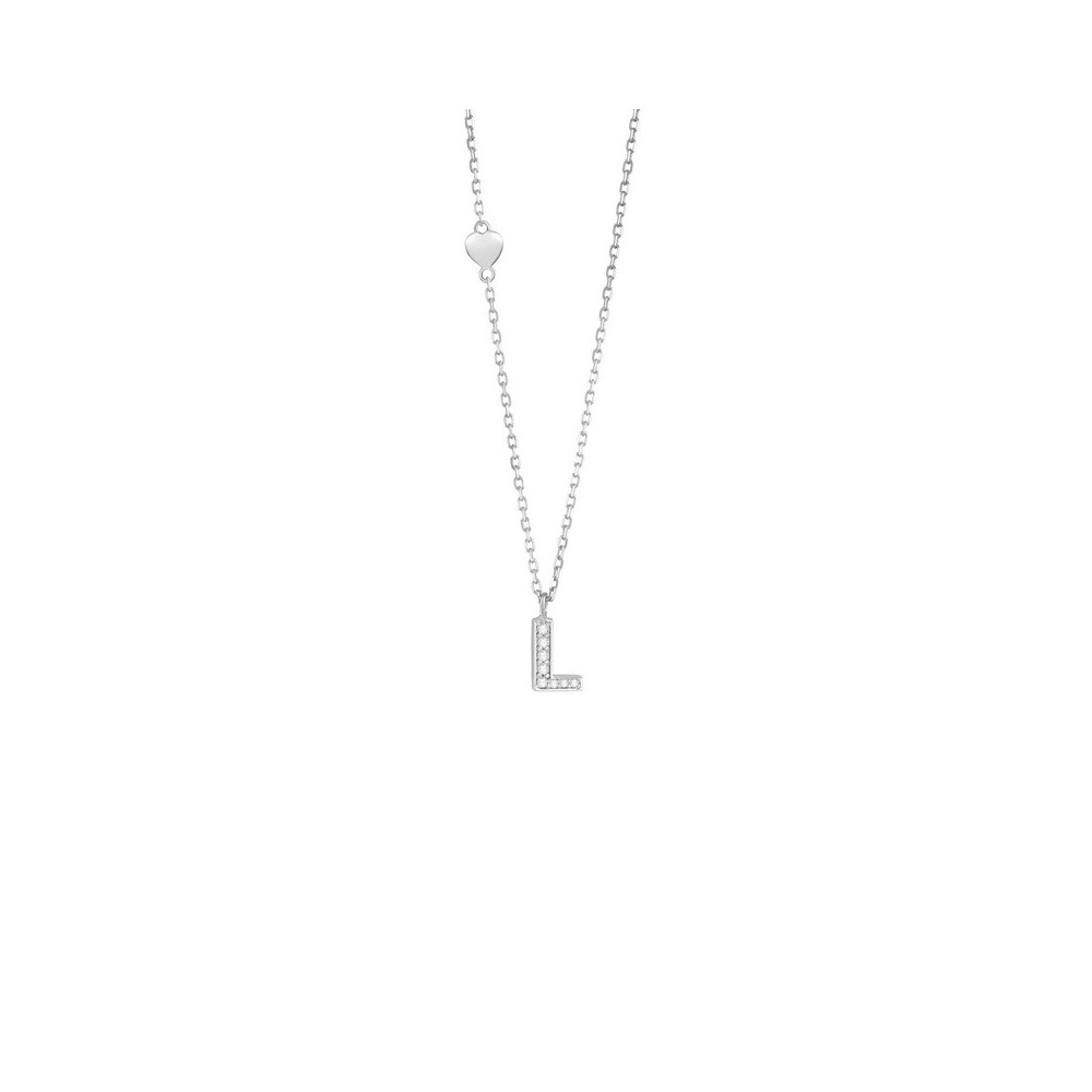 Collana Be Happy Lettera L oro bianco e diamanti [911b13e9]