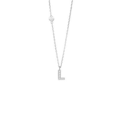 Collana Be Happy Lettera L oro bianco e diamanti [911b13e9]