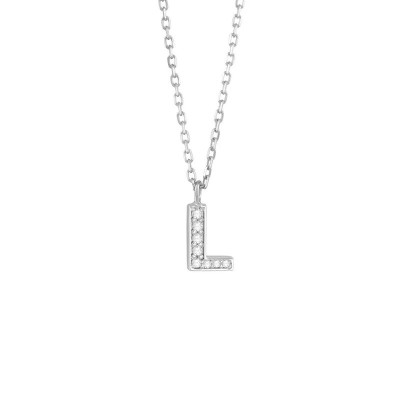 Collana Be Happy Lettera L oro bianco e diamanti [483d50e4]