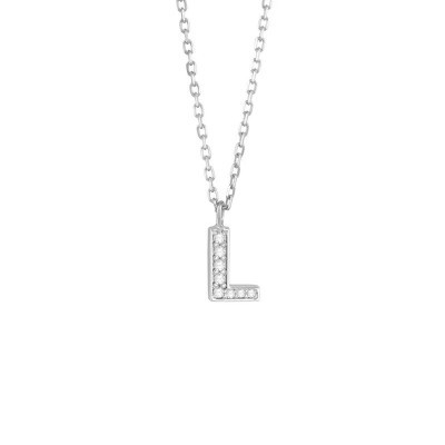 Collana Be Happy Lettera L oro bianco e diamanti [483d50e4]