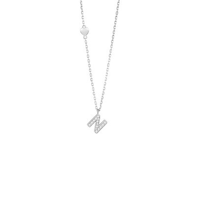 Collana Be Happy Lettera N oro bianco e diamanti [9f42a2ea]