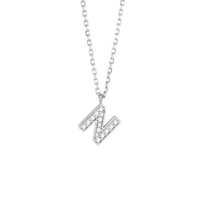 Collana Be Happy Lettera N oro bianco e diamanti [4664e1e7]