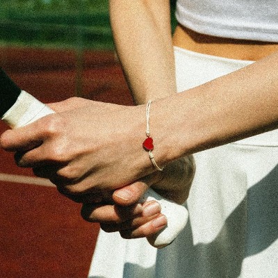 Bracciale cordino Cuore smaltato rosso [5b33437f]