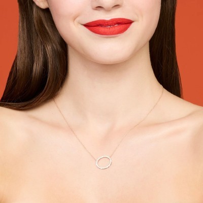 Collana Bolla ovale in oro rosa e diamanti [544cf2ae]