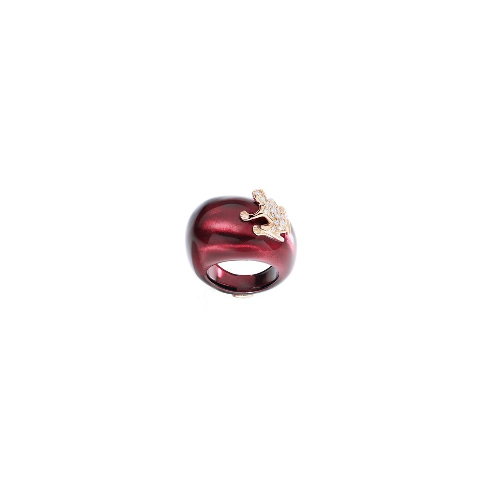 Anello Happy Frog Bordeaux oro rosa e diamanti [6421c0a3]