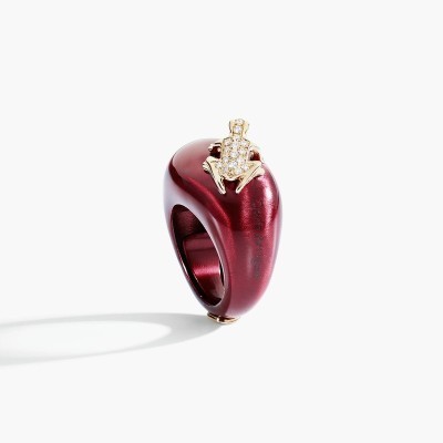 Anello Happy Frog Bordeaux oro rosa e diamanti [bd0783ae]