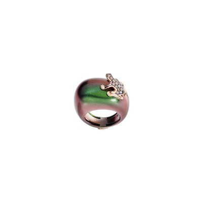 Anello Happy Frog Verde oro rosa e diamanti [f202b405]