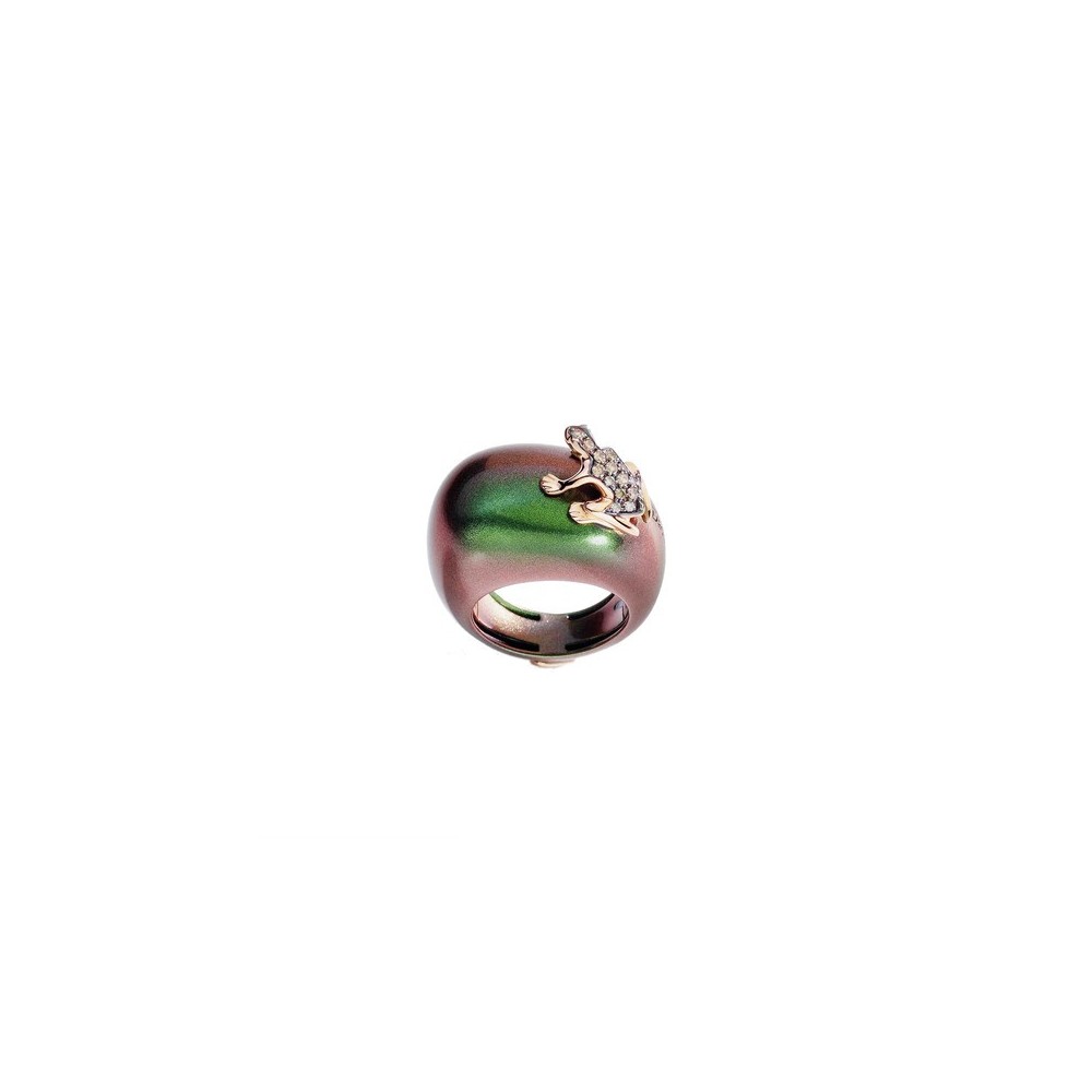 Anello Happy Frog Verde oro rosa e diamanti [f202b405]