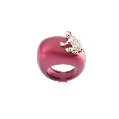 Anello Happy Frog Magenta oro rosa e diamanti [b04d2cf7]