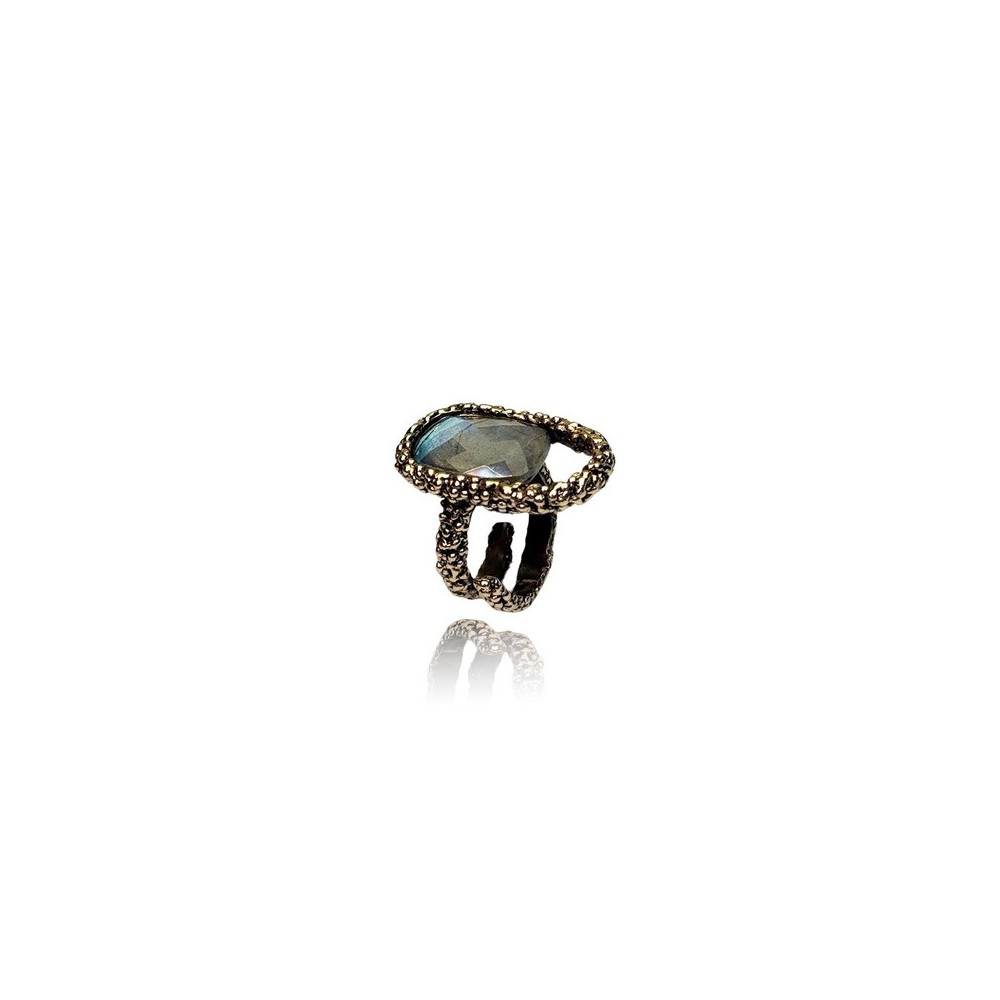 Anello Battito Bronzo Cioccolato Labradorite [320088d1]