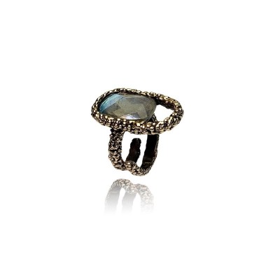 Anello Battito Bronzo Cioccolato Labradorite [eb26cbdc]