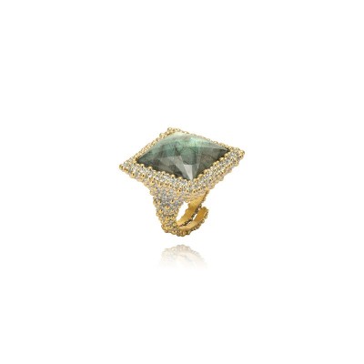 Anello New York Ottone Grigiosole Labradorite [43793816]
