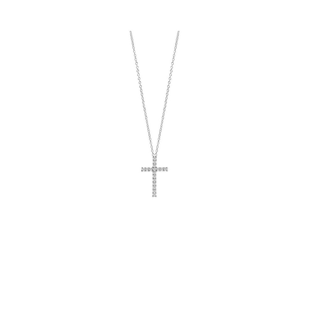 Collierino Croce Virginia oro bianco con diamanti [027ca4c2]