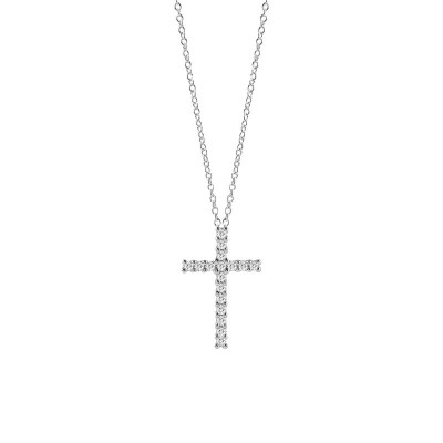 Collierino Croce Virginia oro bianco con diamanti [db5ae7cf]