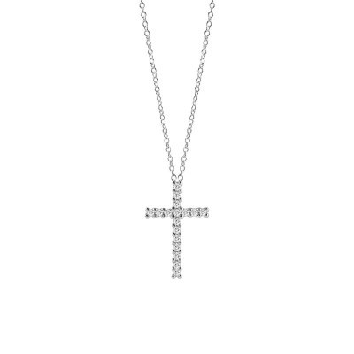 Collierino Croce Virginia oro bianco con diamanti [db5ae7cf]