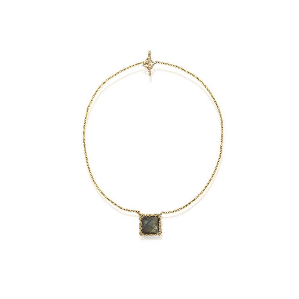 Collana New York Ottone Grigiosole Labradorite [b1887c0e]
