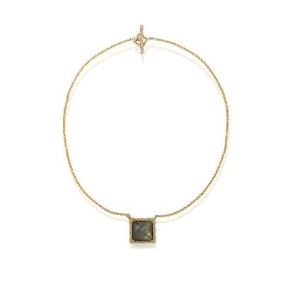Collana New York Ottone Grigiosole Labradorite [b1887c0e]