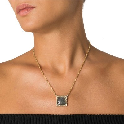Collana New York Ottone Grigiosole Labradorite [b1887c0e]