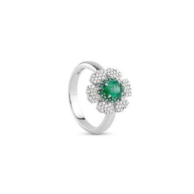 Anello Incantesimo oro bianco diamnte smeraldo [3305e1b7]