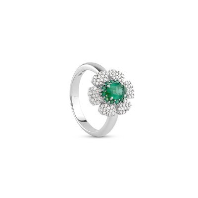 Anello Incantesimo oro bianco diamnte smeraldo [3305e1b7]