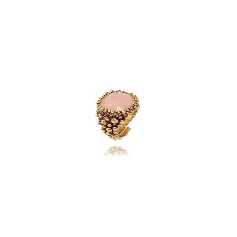 Anello Assolo Ottone Divino Quarzo rosa [30a65a4c]