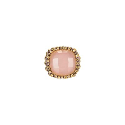 Anello Assolo Ottone Divino Quarzo rosa [30a65a4c]