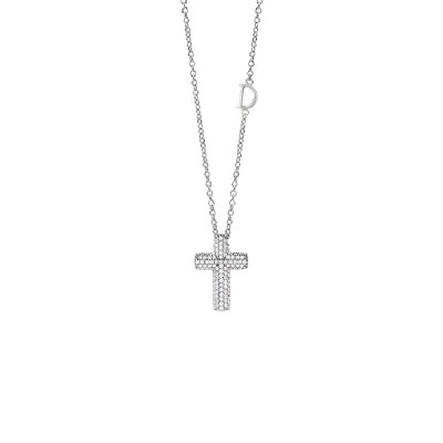 Collierino Croce Simboli oro bianco e diamanti [5753edca]
