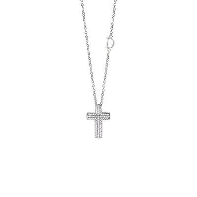 Collierino Croce Simboli oro bianco e diamanti [5753edca]