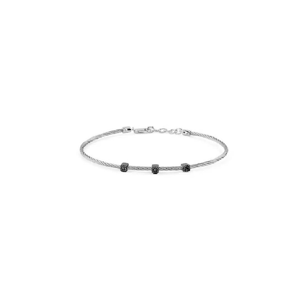 Bracciale Bagliori acciaio brunito oro e diamanti [23515176]