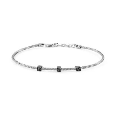 Bracciale Bagliori acciaio brunito oro e diamanti [fa77127b]