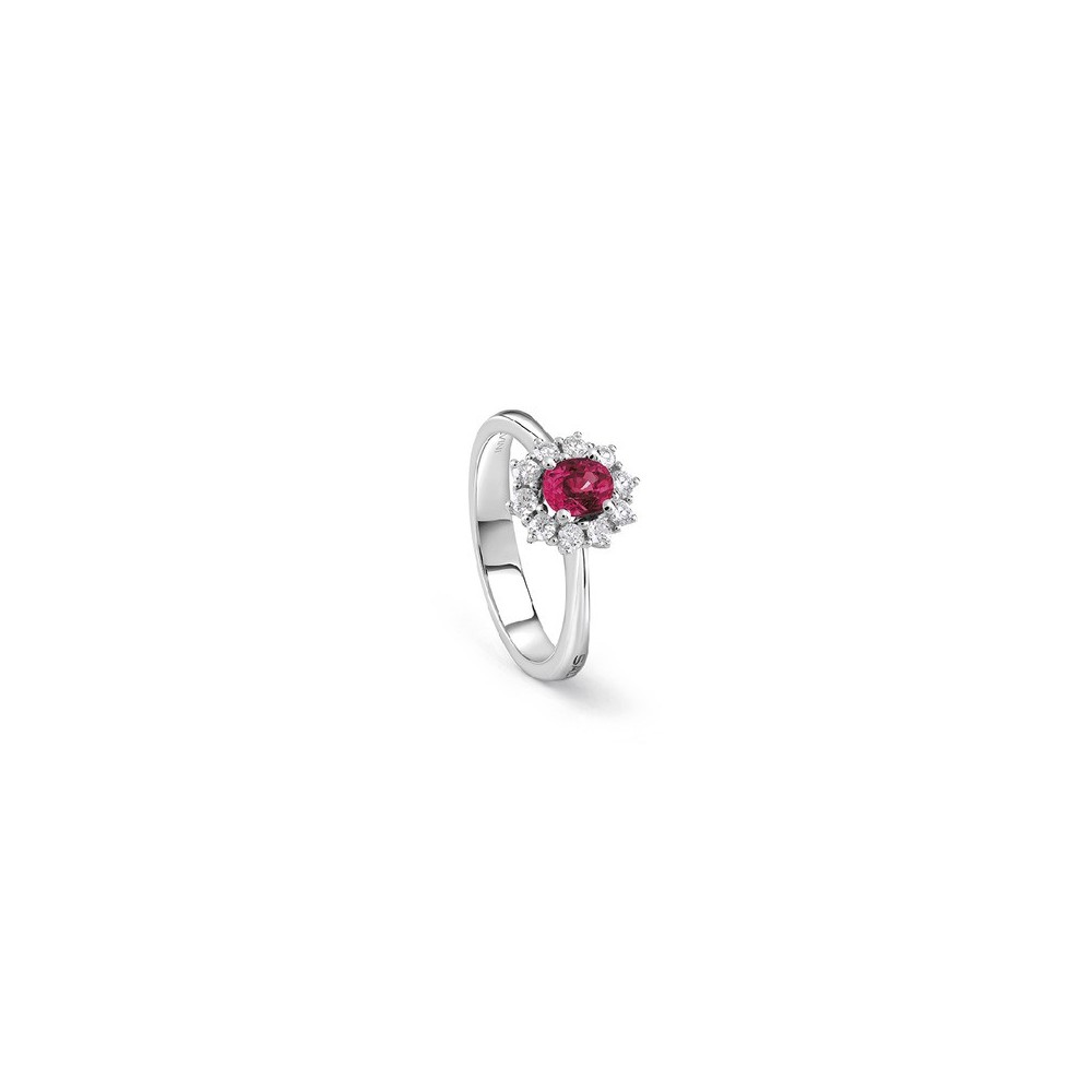 Anello Love oro bianco con diamante e rubino [83d922ca]